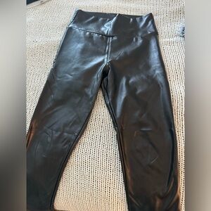 Faux Leather Leggings for Women High Waist Pleather Pants with Thin Fleece Lined